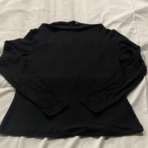 Banana Republic Elegant Black Ribbed Long‎ Sleeve Tee-NWOT